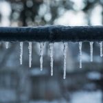 close-up of a frozen pipe