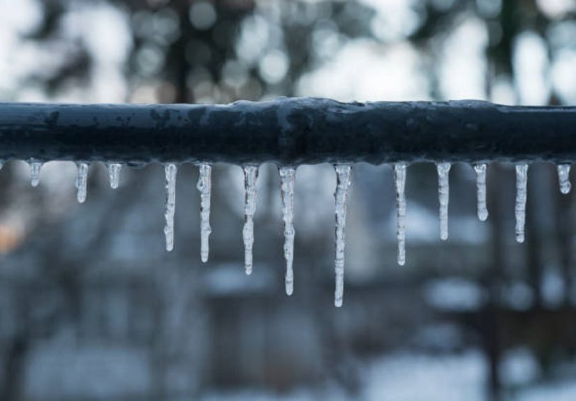 close-up of a frozen pipe