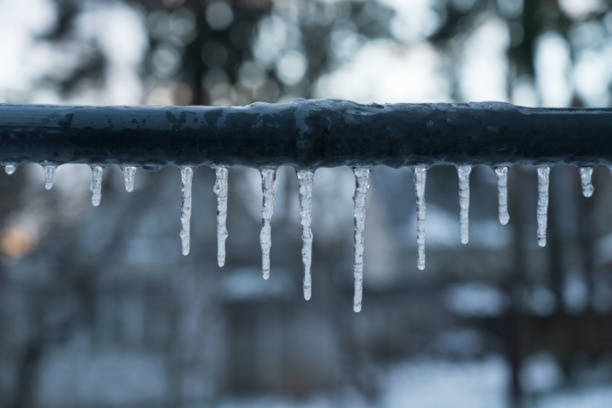 close-up of a frozen pipe