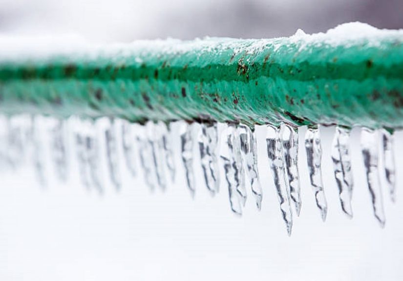 green frozen pipe